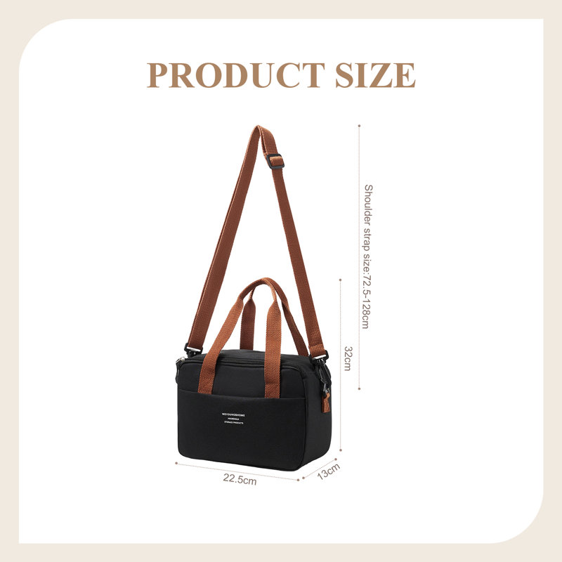 Portable Insulated Lunch Bag, Black