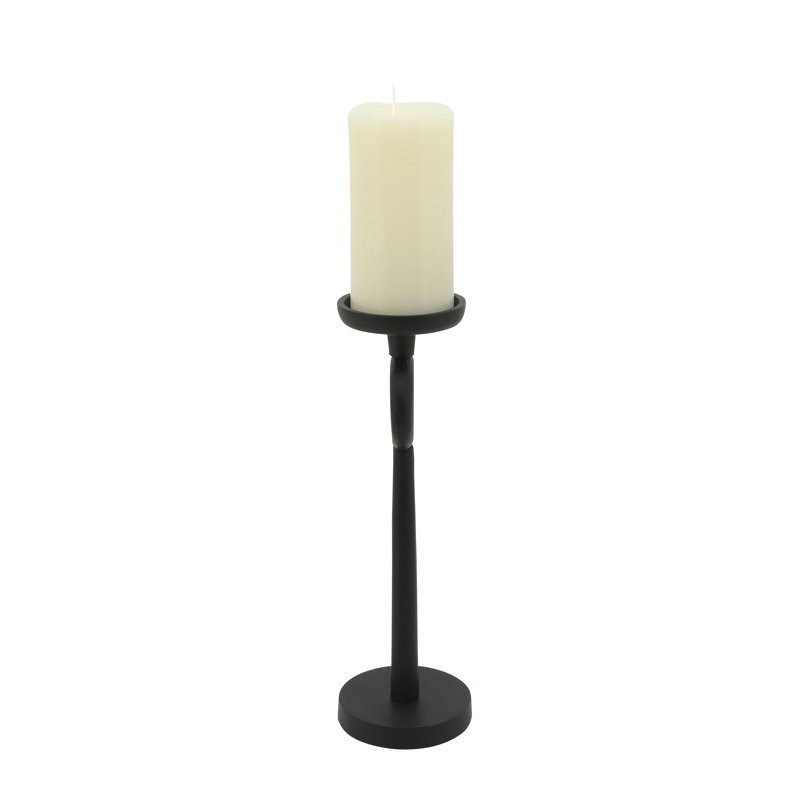Porte-bougie simple en fer noir moderne, H 13 po x l 4 po x P 4 po, Noir