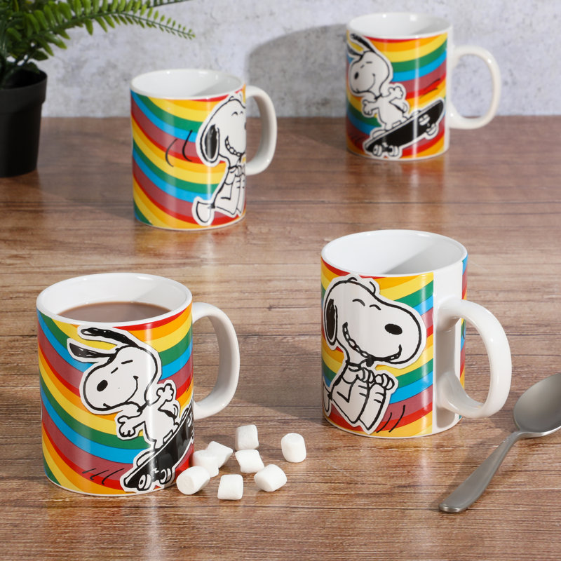 Tasses en grès Snoopy 70 oz 4 pièces Peanuts 70th Anniversary
