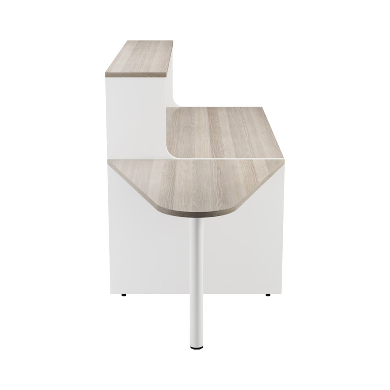Buariki Rectangle Synthetic Laminate Reception Desk, Grey Oak/White