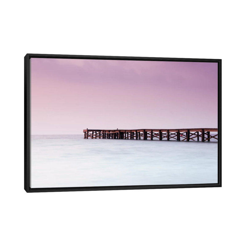 «Pink Pier», reproduction d'impression sur toile, H 18 po x l 26 po x P 1,5 po, Toile avec cadre flottant noir, Pas de tapis