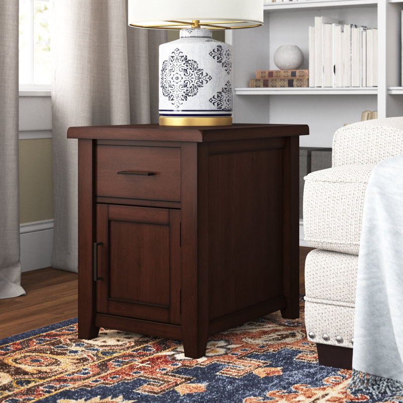 Solid Wood Top End Table with Storage