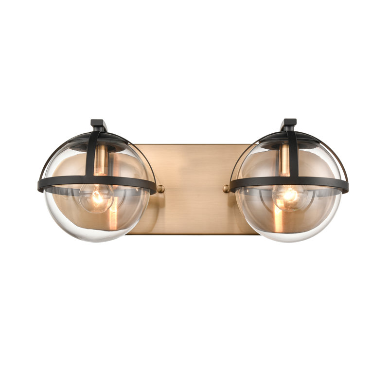 Fosteau 16'' Wide 2-Light Vanity Light - Satin Brass, Brass, 6" H x 16" W x 7.5" D, 2 Lights