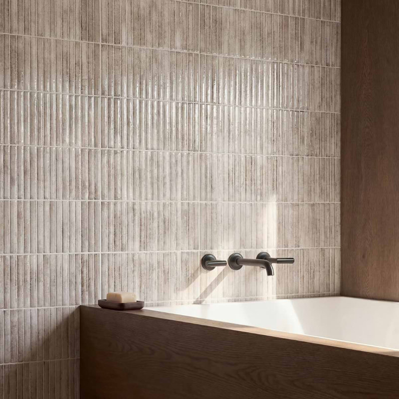 Curve Fluted 6X12 3D Glossy Ceramic Tile, Gray