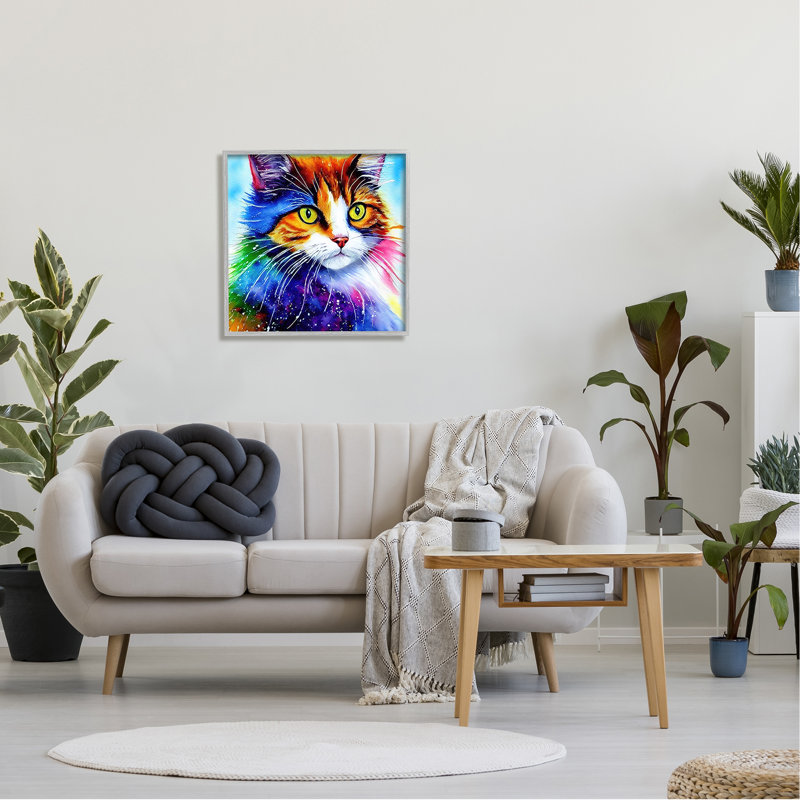 «Bold Rainbow Cat Face», impression, H 24 po x l 24 po x P 1,5 po, Estampe numérique Farmhouse