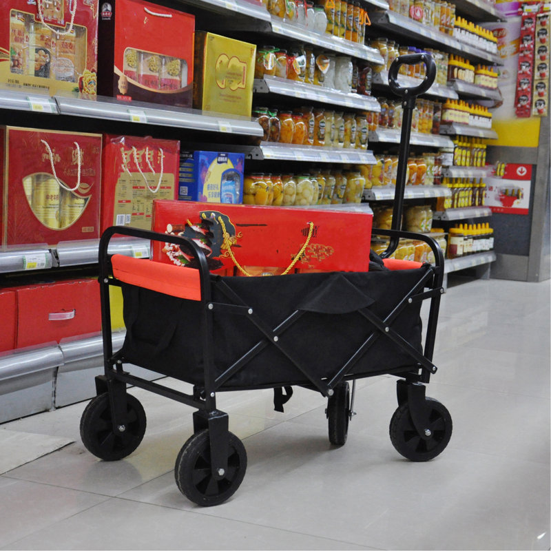 Mini chariot de plage pliable, Noir / Orange
