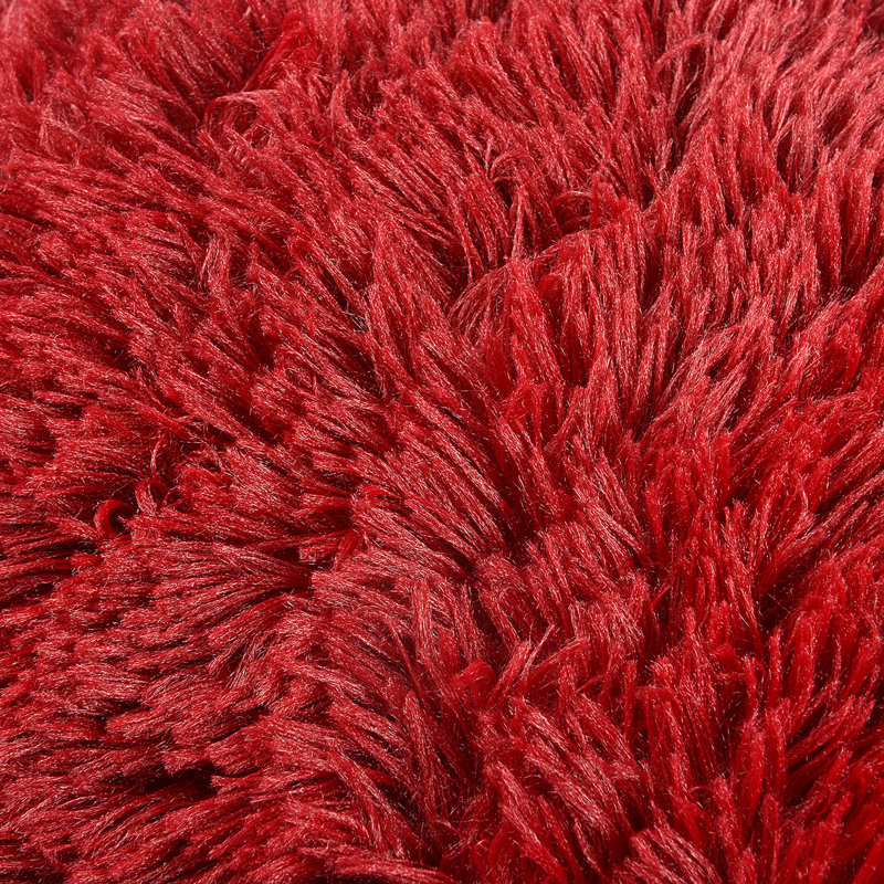 Housse de coussin carrée en fausse fourrure, H 18 po x l 18 po, Vin rouge