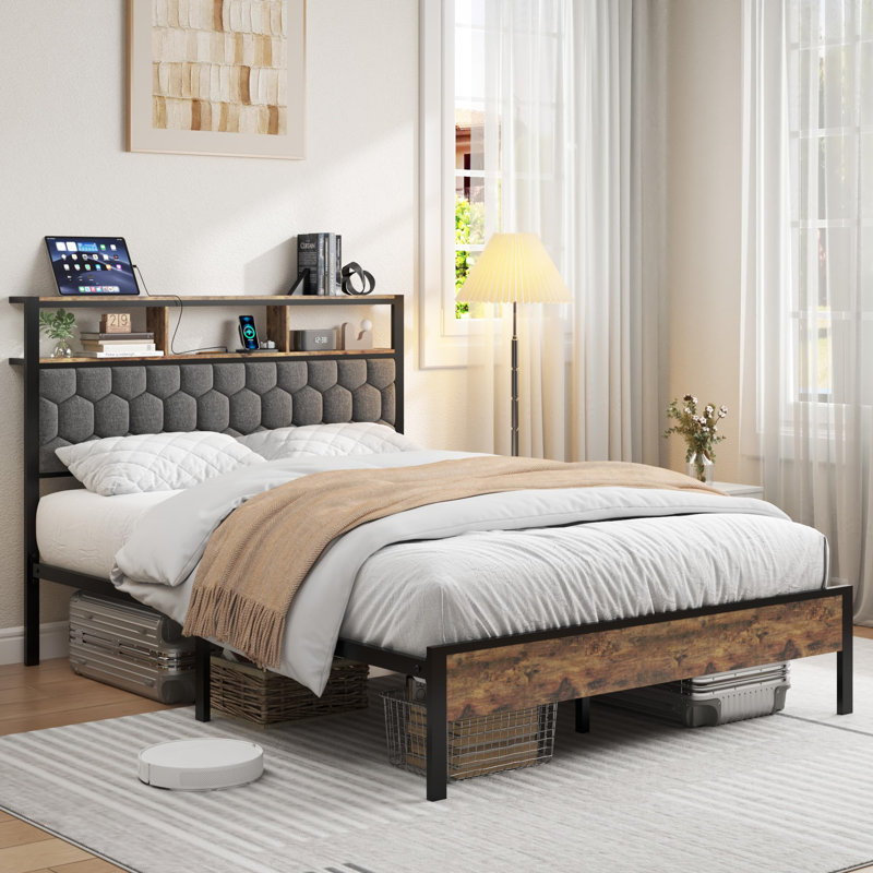 Full Size Bed Frames With Upholstered Headboard, Full