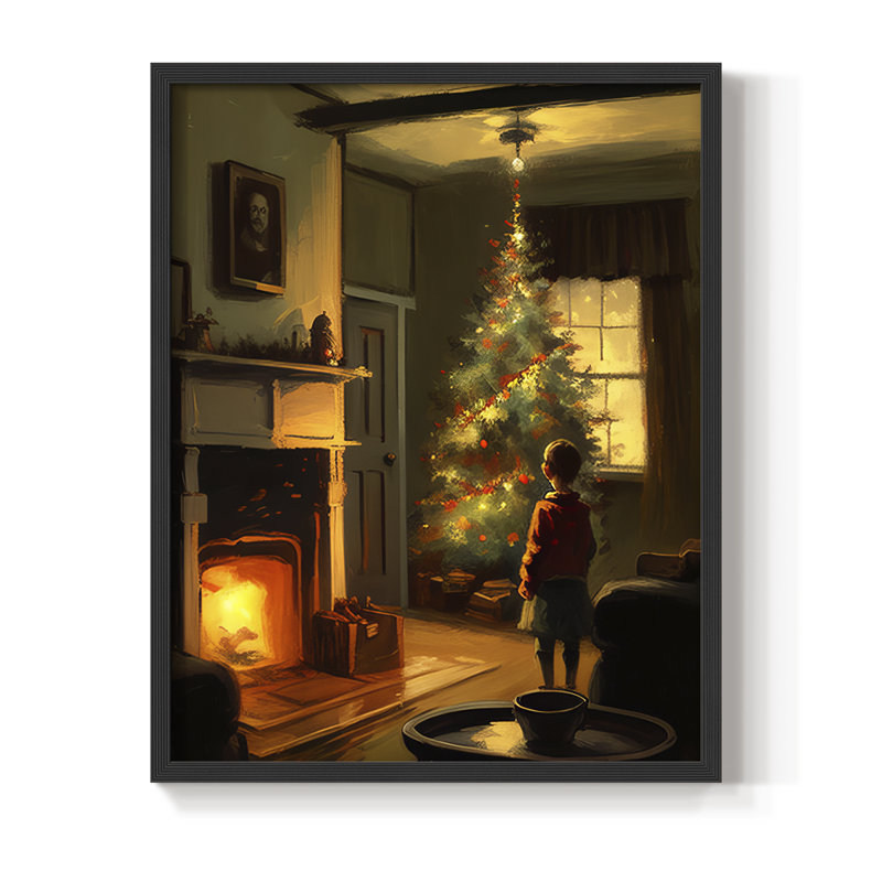 «Christmas Holiday Art DCX III», reproduction encadrée - bois massif, Noir, noir, noir, noir, H 15 po x l 12 po
