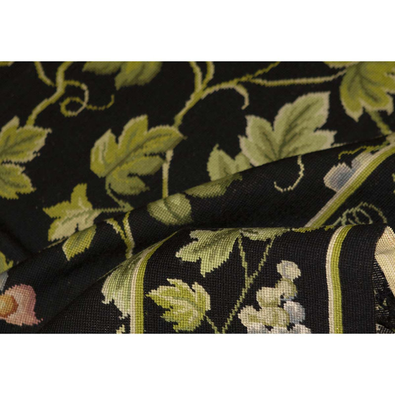 Tapis vert / noir noué à la main de haute qualité