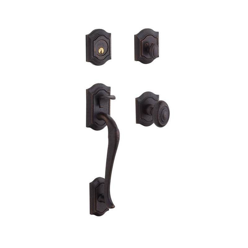 Bethpage Handleset with Single Cylinder Deadbolt and Door Knob and Rosette, Lifetime (PVD) Polished Brass, Keyed Alike, Yes