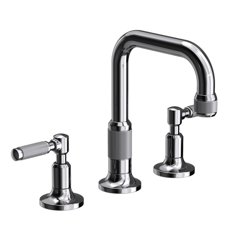 Clemens Widespread Bathroom Faucet with Drain Assembly, Midnight Chrome