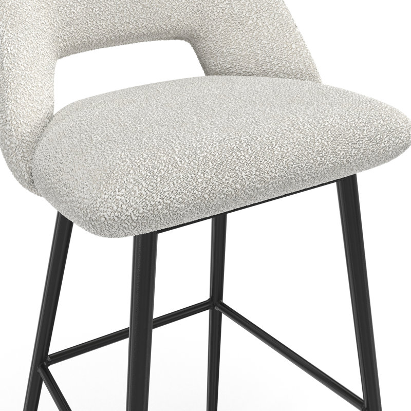 Tabouret de bar et de comptoir Valdez Boucle, Tabouret de bar (siège d'une hauteur de 29 po), Boucle blanc