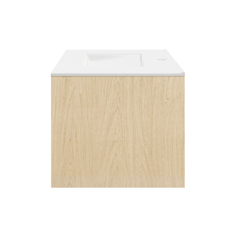 Meuble-lavabo en bois naturel 48 po Elyra, Brun naturel, 48"