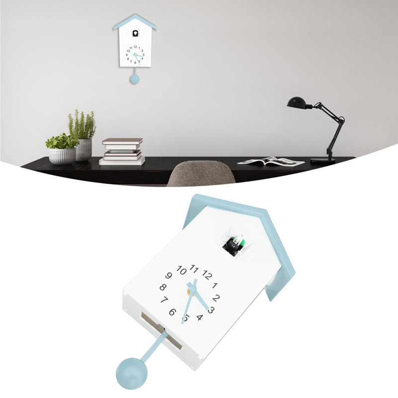 Horloge murale en forme de maison d'oiseau avec fonction vocale et pendule décoratif élégant pour bureau, chambre, salon, toit orange