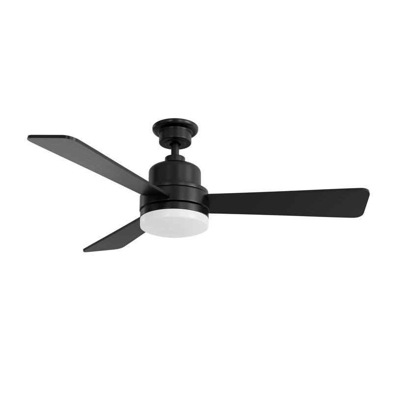 Trevina II Collection LED 52" 3-Blade Fan, Black, Matte Black