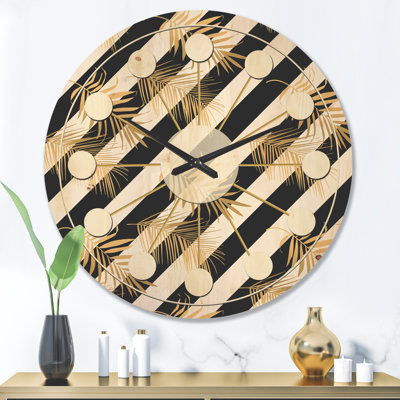 Horloge murale moderne en bois doré Golden Midoli Century