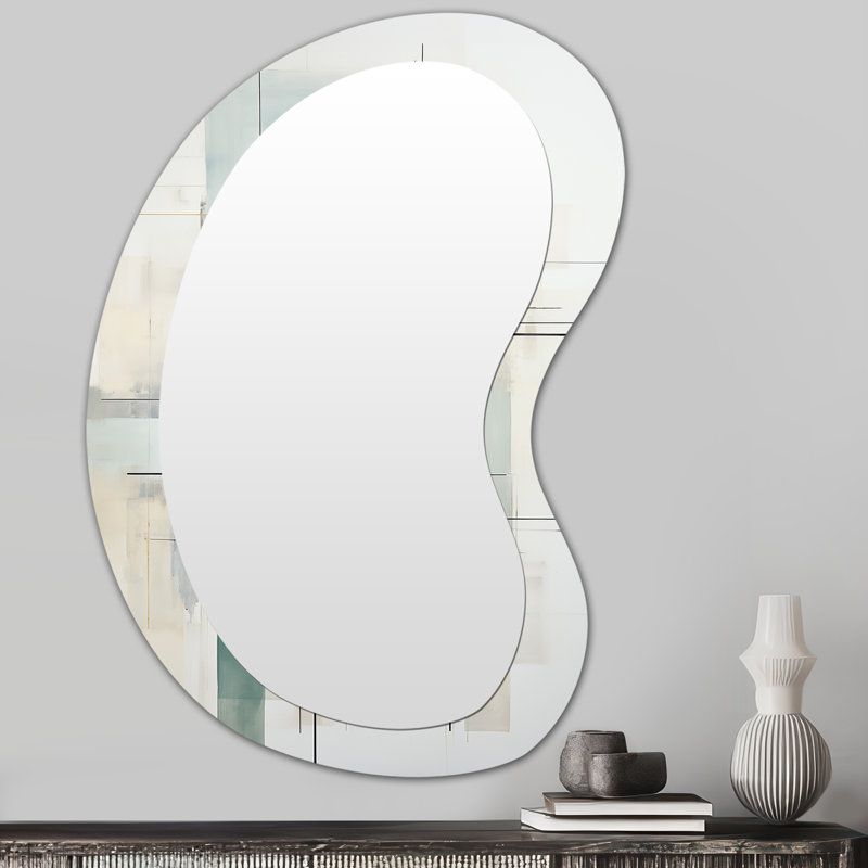Symphonie géométrique grise II - décor abstrait d'art en métal - miroir mural moderne et irrégulier, 31 po x 22 po