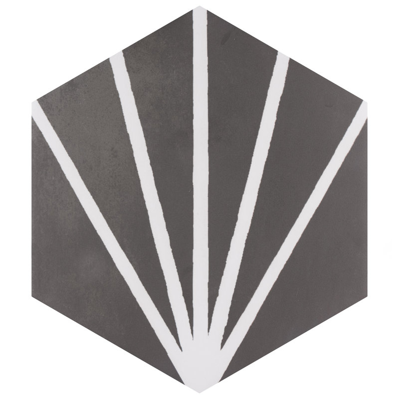 Horizon Dawn 7-3/4" x 9" Porcelain Patterned  Wall and Floor Tile, Nero