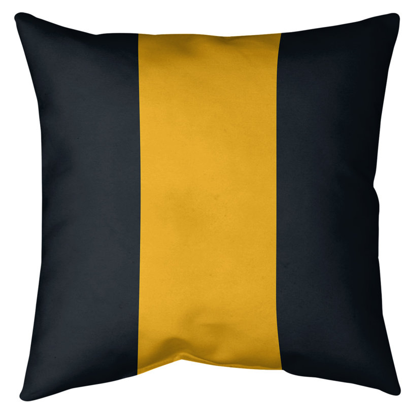 Coussin décoratif d'intérieur/d'extérieur, 18 po x 18 po, Noir / or