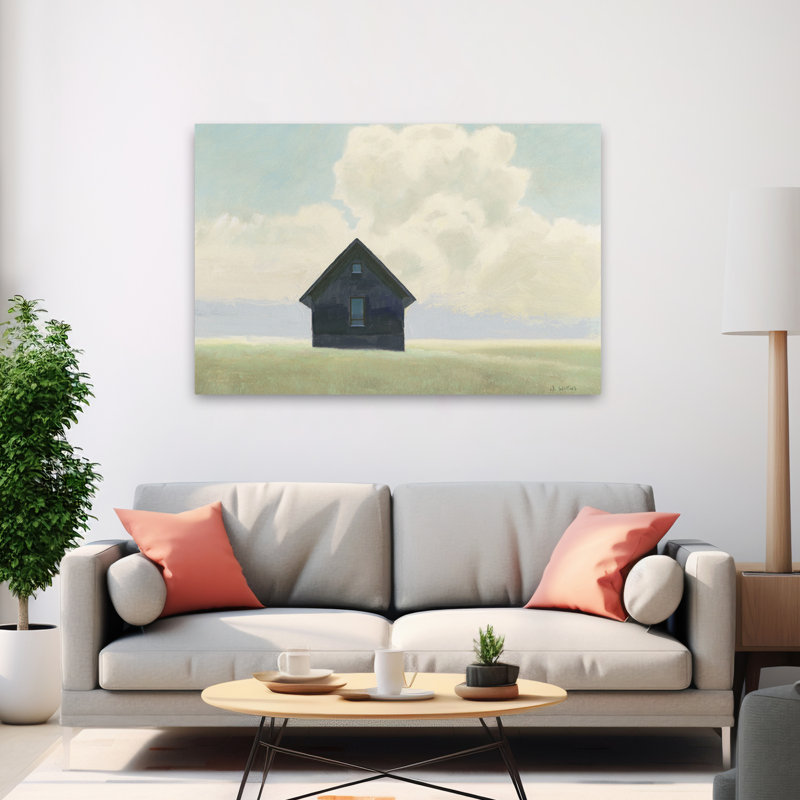 Architecture et paysage solitaire bleu I Art, H 40 po x l 60 po