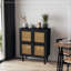 Armoire de rangement en maille rotin à 4 portes, armoire à chaussures avec huit espaces de rangement-309566409