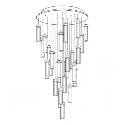 Suspension DEL à 18 lumières, intensité variable et longueur ajustable