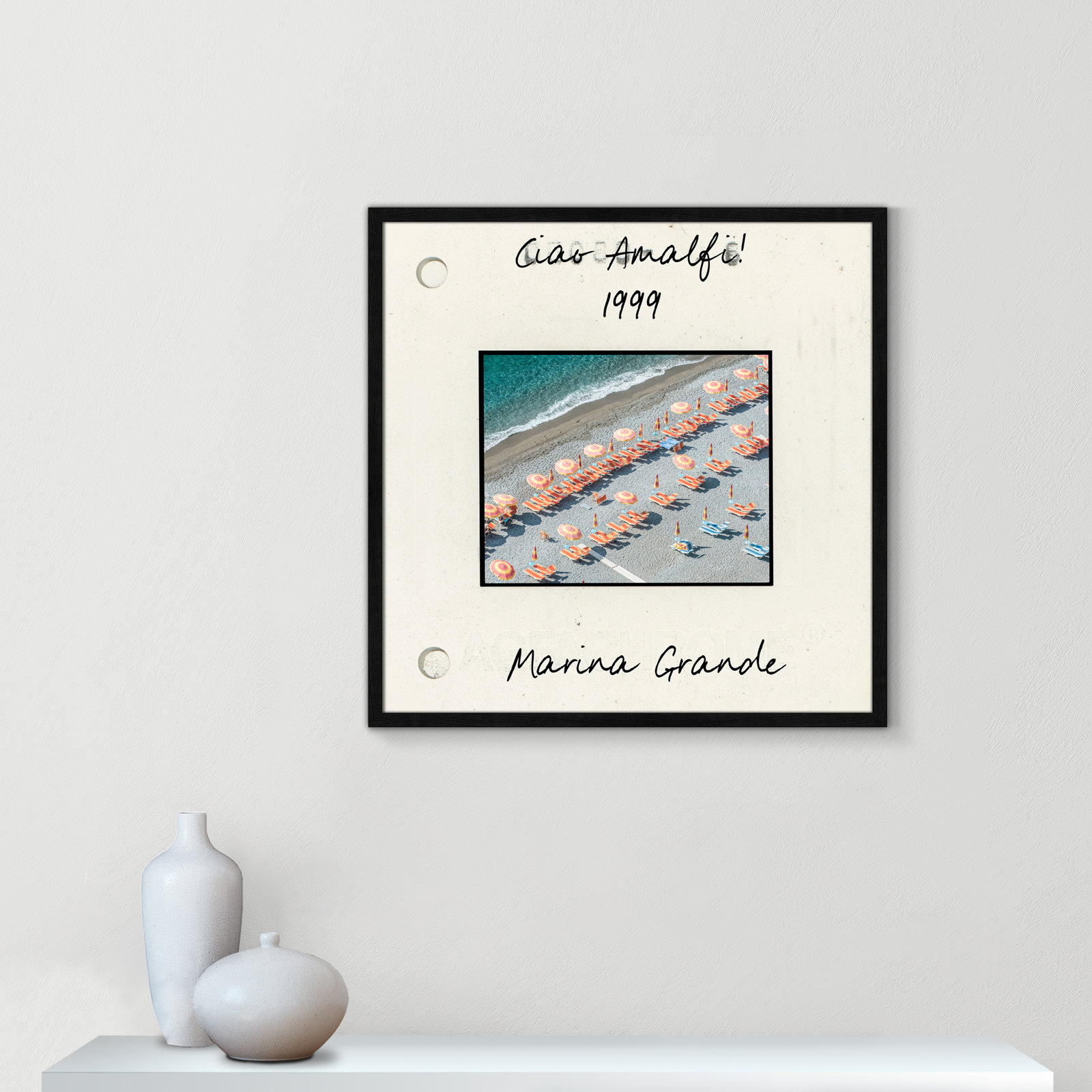 Amalfi, Italy - Marina Grande Print by Danita Dalmont, Black Single Picture Framed Paper, 27.5" H x 27.5" W x 0.75" D