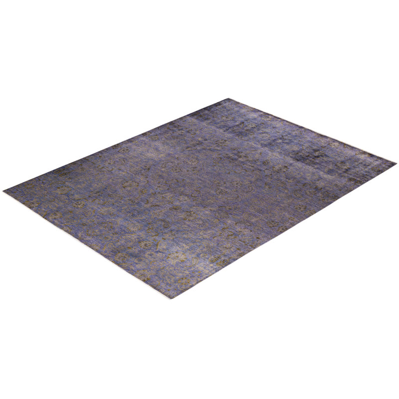Tapis mauve en laine noué à la main 9 pi 1 po x 11 pi 8 po