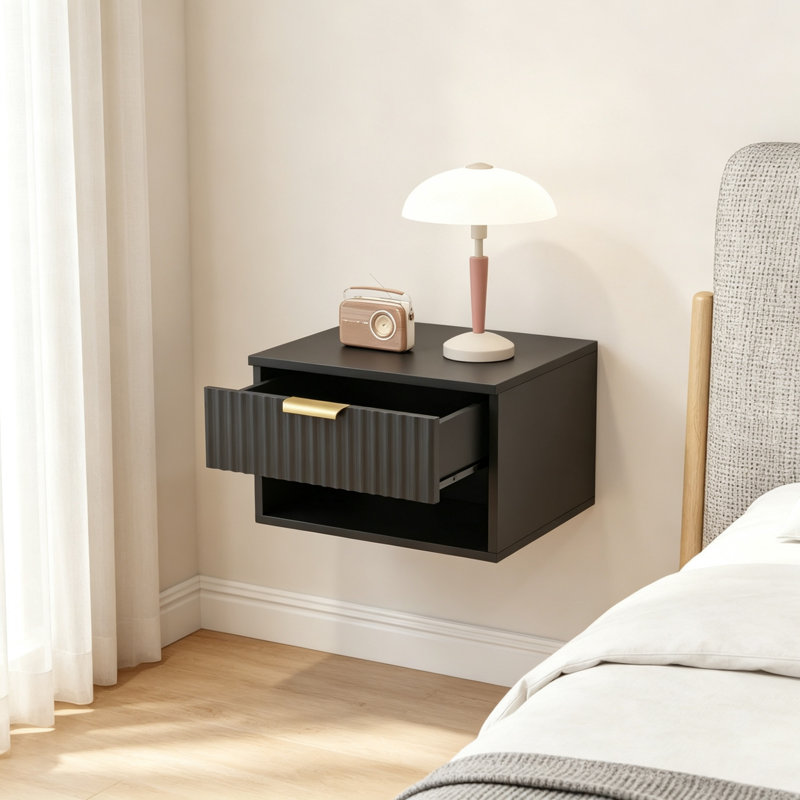 40 cm W Bedside Table, Black