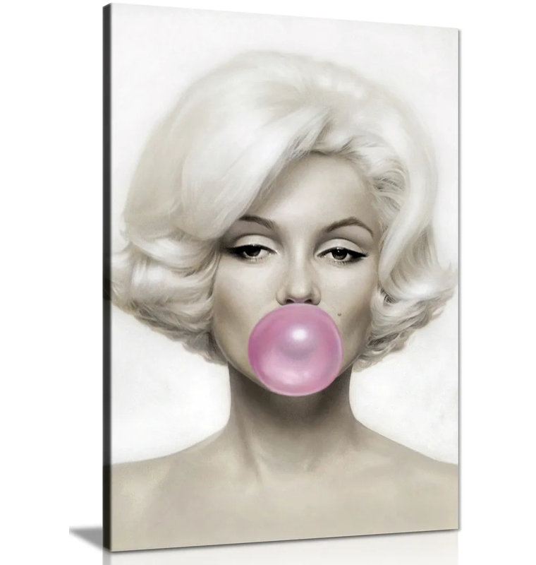 Marilyn Monroe Pink Bubble Gum Canvas Wall Art Picture Print, 61cm H x 41cm W
