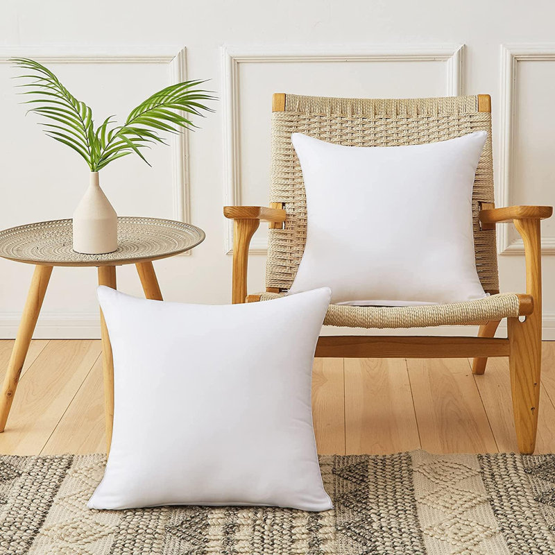 18 X 18 Pillow Inserts Set Of 2 White Throw Pillow Inserts With Soft Polyester Cover - Rectangle Square Interior Sofa Pillow Inserts Decorative Pillow Insert White Couch Pillow