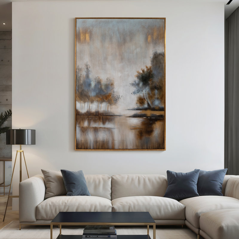 Large Multicolor Abstract Landscape Canvas Painting
