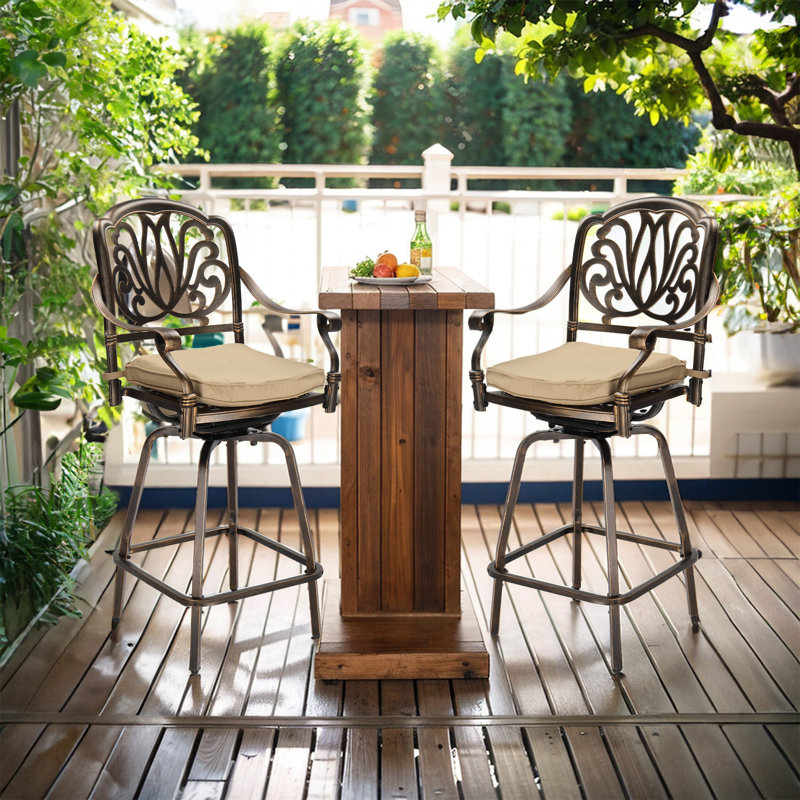 51 po Tabourets de bar pivotants en fonte d'aluminium (ensemble de 2)