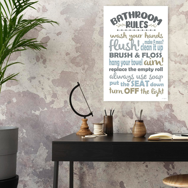 «Bathroom Rules», art abstrait contemporain, H 24 po x l 16 po