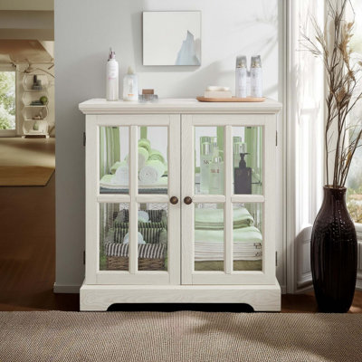 LED Curio Display Cabinet With Adjustable Shelves And Retro Glass Doors by Winston Porter