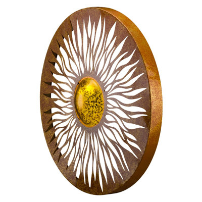 29 Inch Sun Metal Outdoor Wall Decor with Multi Color Weather Resistant Finish for Indoor and Outdoor Home Accent - Solar Sun