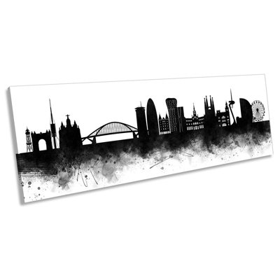 Barcelona Abstract City Skyline - Wrapped Canvas Panoramic Print