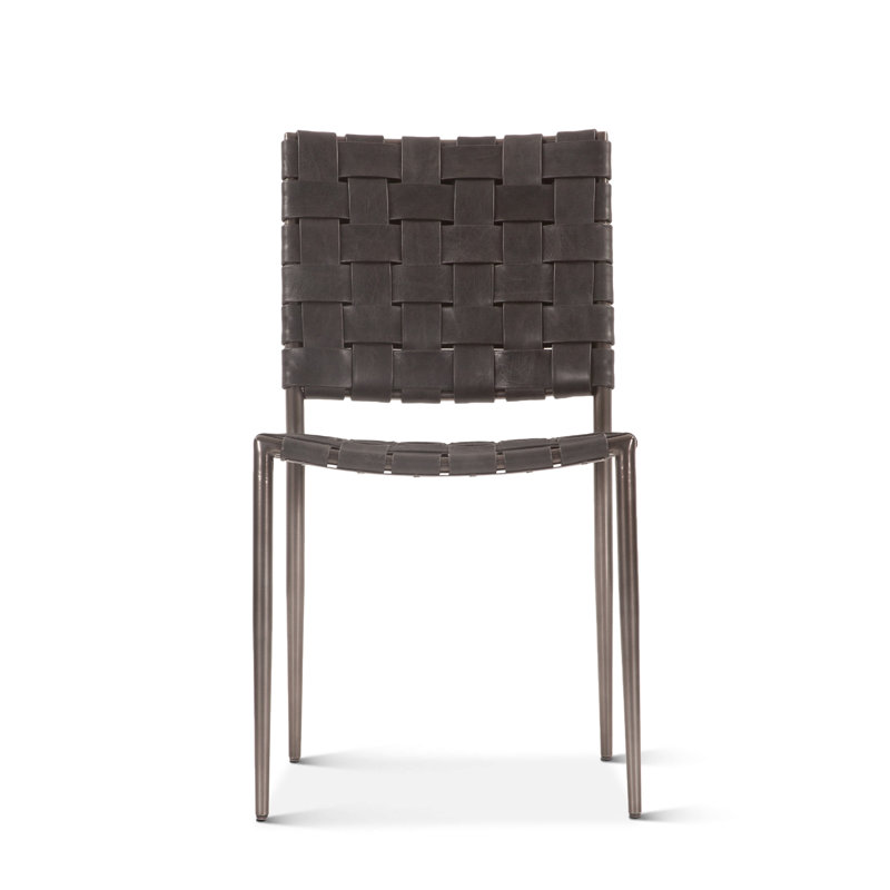 Chaise parsons en cuir véritable Whitlock, Noir