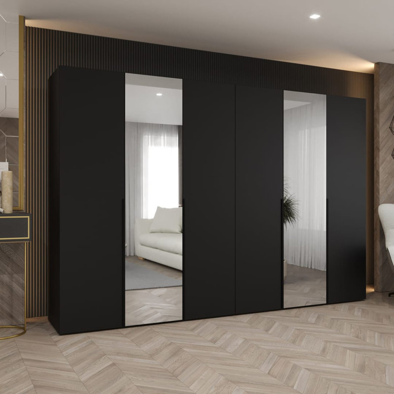 Blina 6 Door Manufactured Wood Wardrobe, Black