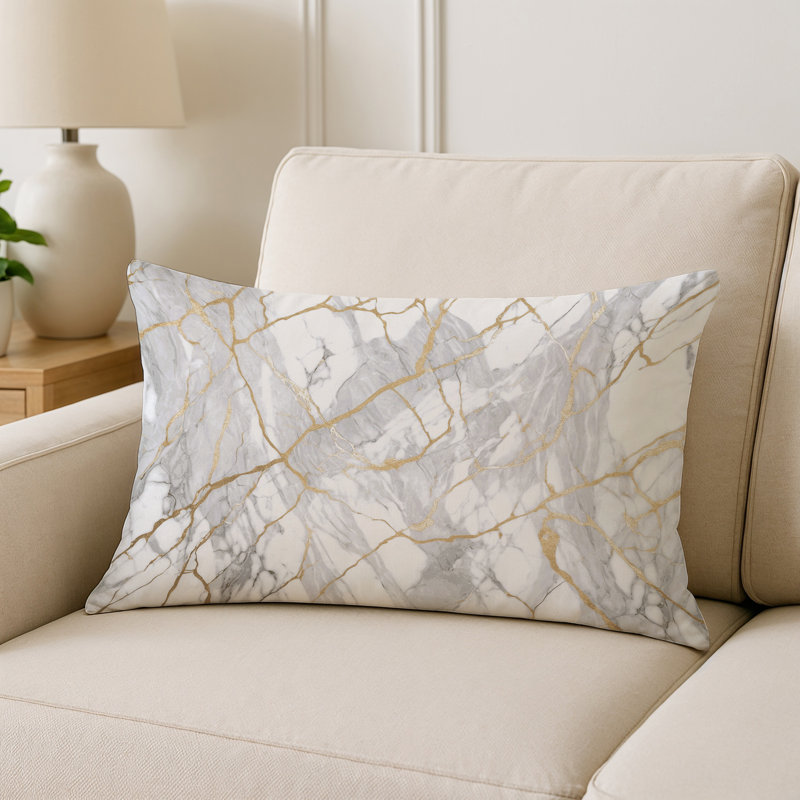 Modern Contemporary Indoor and Outdoor Throw Pillow, Green/Yellow/Grey Marble 5, Rectangle 20"H x 14"W