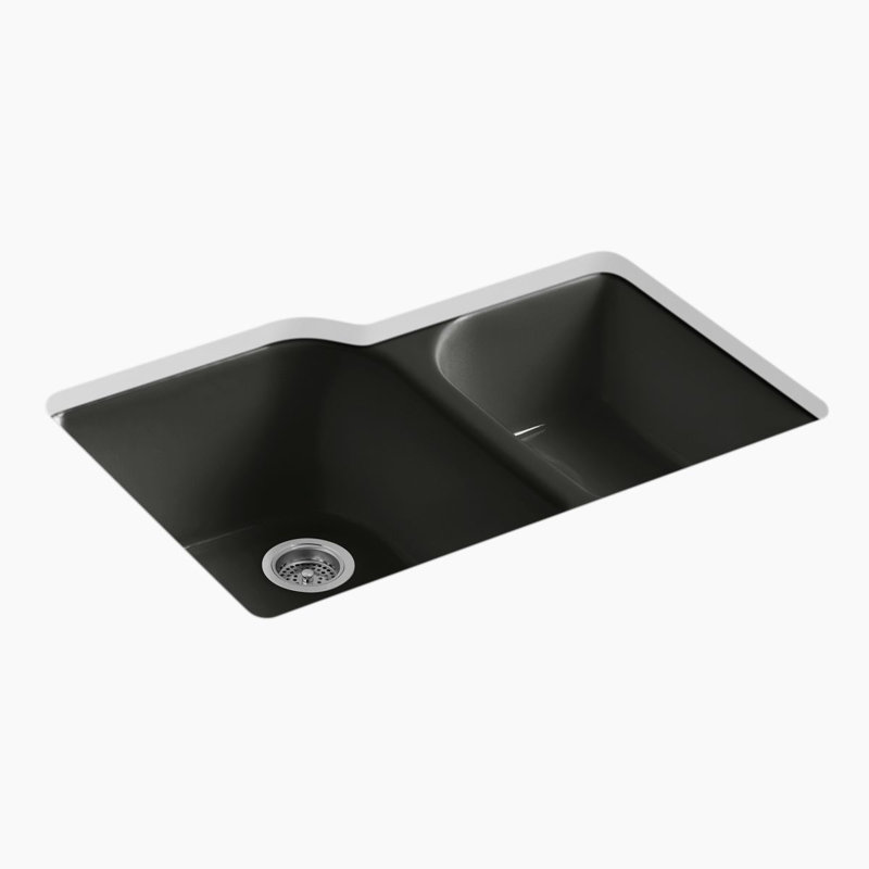 Executive Chef 33" L x 22" W Undermount Kitchen Sink with 4 Oversize Faucet Holes, Caviar