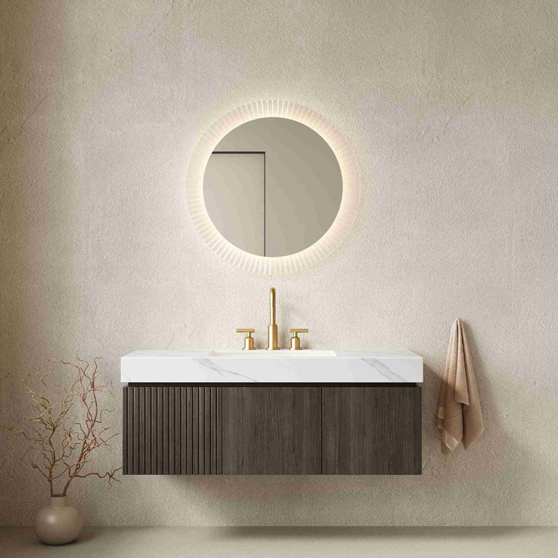 Meuble-lavabo mural, Espresso, Blanc de Carrare