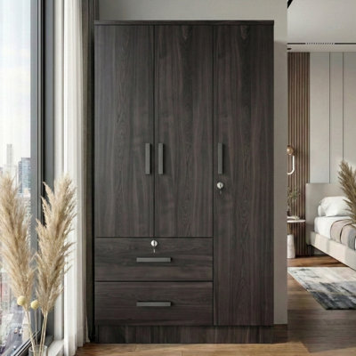 Keilson 3 Doors Wardrobe, 2 Drawers, 1 Lock - 36W
