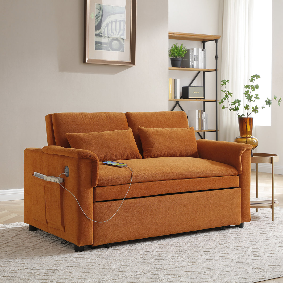 Latitude Run® Convertible Loveseat Sleeper Sofa Couch with Adjustable ...