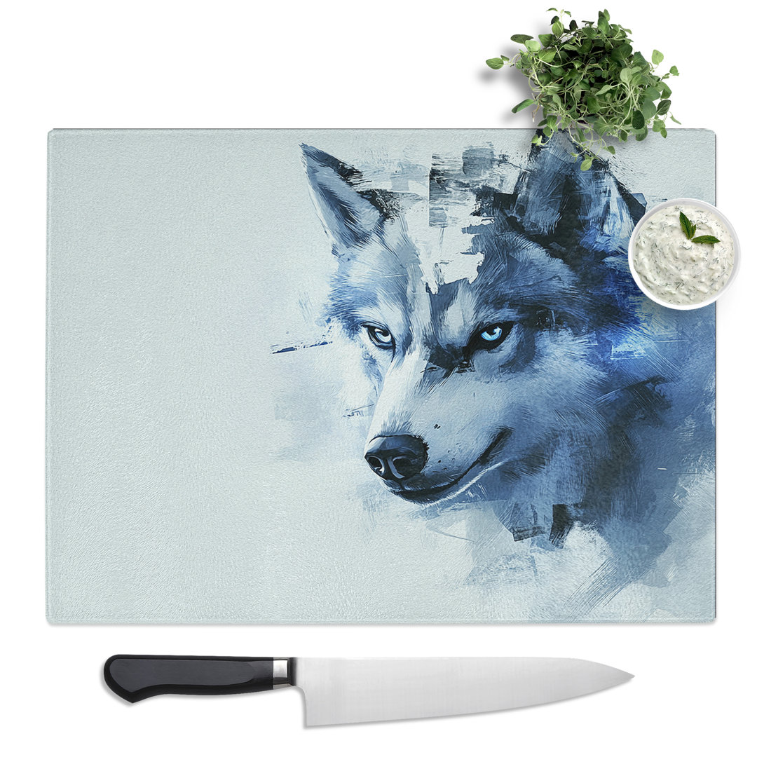 Husky Dog Composition  Glass Chopping Board