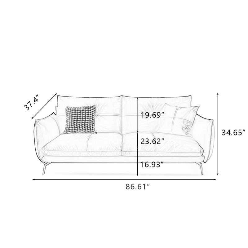 Causeuse coussin orange en cuir véritable