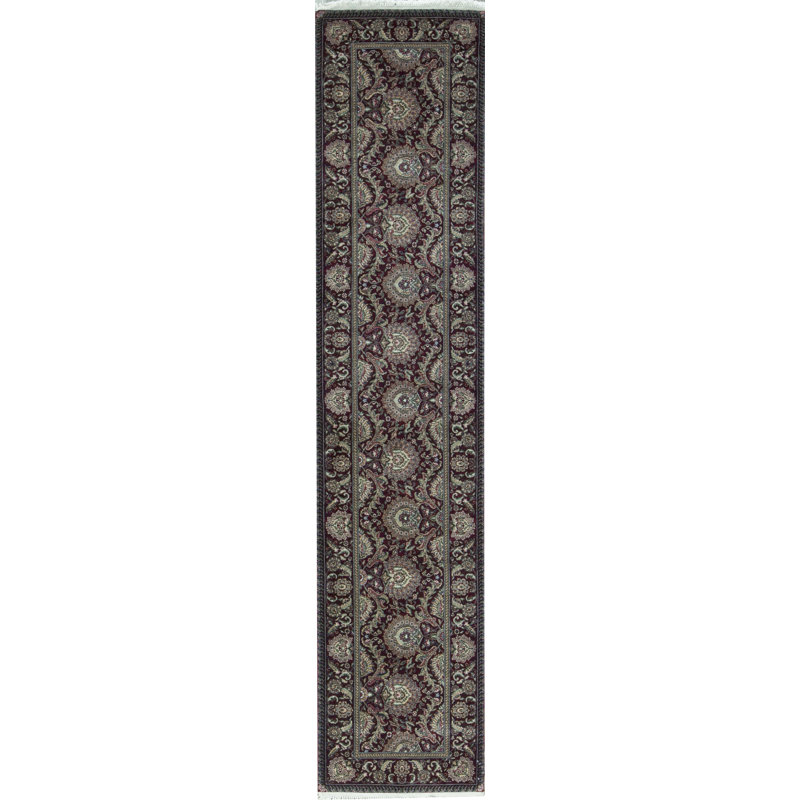 Wool Oriental Area Rug in Wine/Ivory