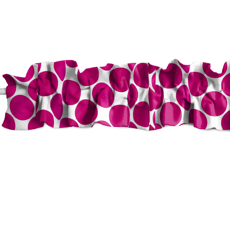 Cantonnière à grand cercle et imprimé à pois, Fuchsia / Blanc, L 58 po x L 5 po