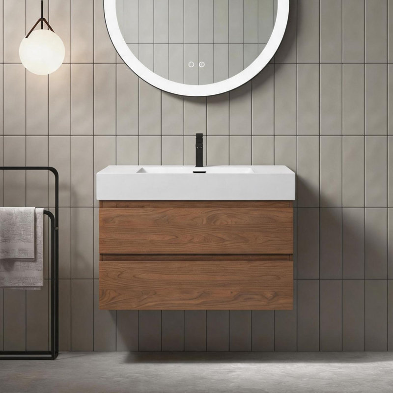 Meuble-lavabo flottant épais de 24 po (RTA), Chêne brun, 36"